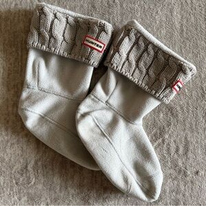 Hunter Women’s Beige Short Boot Socks with Cable Knit Cuff Sz L